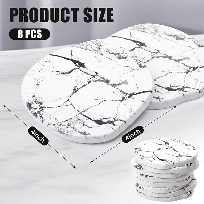 Diatomaceous Earth Coasters Set of 8，Cool Absorbent Quick-Dry Drink Coasters - Image 2