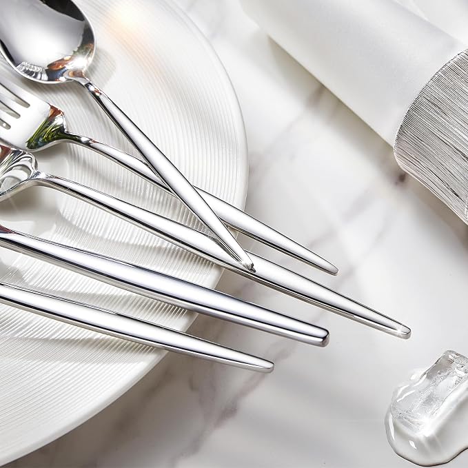 18/10 Silverware Set for 8, 40 Piece Stainless Steel Flatware Cutlery Set | - Image 3