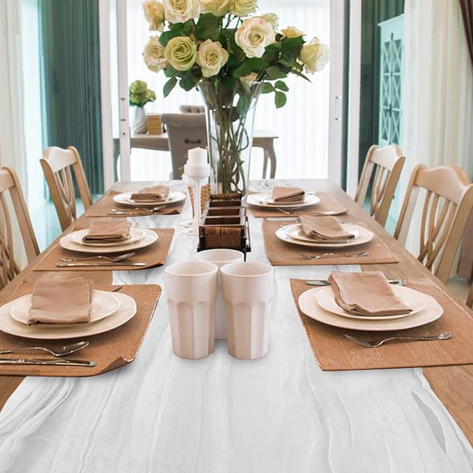 1 Pack Cheesecloth Table Runner 10Ft Christmas Gauze Boho Table Runners - Image 7