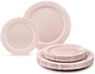 " OCCASIONS " 50 Plates Pack (25 Guests) Vintage Wedding Party Disposable Plastic Plate Set -25x10.25'' Dinner +25x7.5'' Salad/Dessert plates (Portofino in Light Pink)