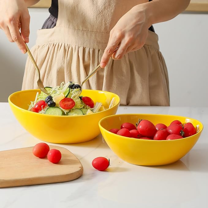 HASENSE Large Serving Bowls, Ceramic Salad Mixing Bowls, 42 Ounce Serving Dishes - Image 4