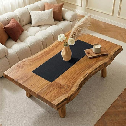 Classic Linen™ by D'Moksha Black Table Runner 48 Inches, 100% Pure Linen - Image 2