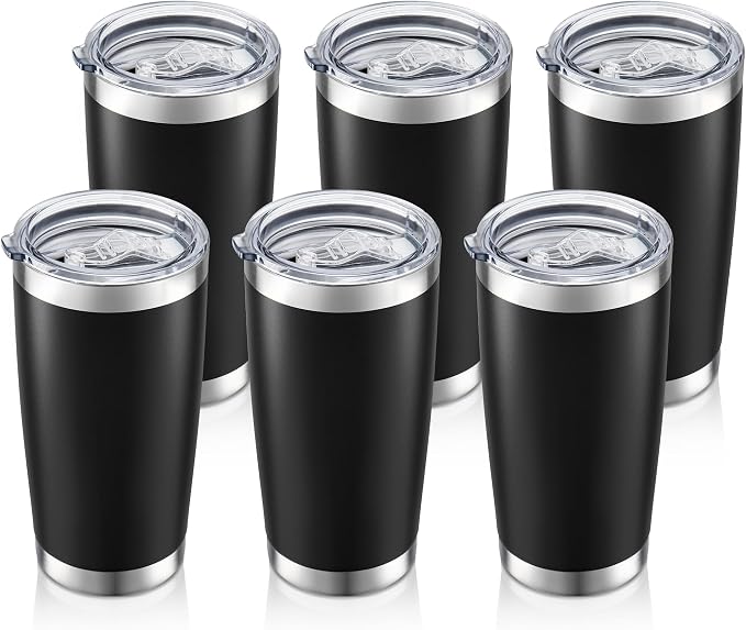 20oz Tumbler Bulk with Lid Stainless Steel Tumblers, 6 Pack | Leak Proof Lid by Unknown
