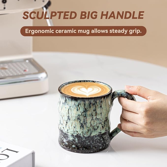 Unique Reactive Glaze Ceramic Coffee Mug - 15 oz Large Coffee Cup - Image 6