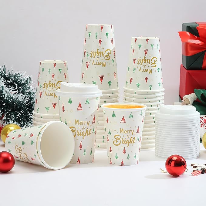 Tamone 100 PACK Christmas Cups 16OZ Disposable Coffee Cups - Image 4