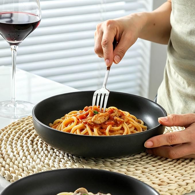 Stoneware Pasta Bowls, 34 oz Large Salad Bowl Set of 4, Ceramic Serving Bowls - Image 7