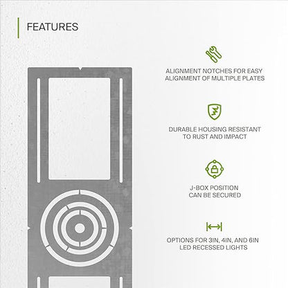ASD 12 Pack New Construction Mounting Plate with Symmetric Round Hole - 3-4-6" Flat Steel Rough-in Wafer Light Bracket, LED Recessed Lighting Housing