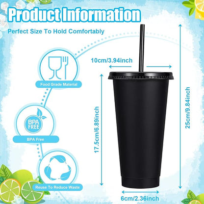 24 Pack Plastic Tumblers with Lids and Straw, Reusable Cups with Lids and - Image 3