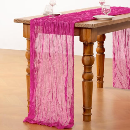 DeZerlor Hot Pink Cheesecloth Table Runner 1 Pack Summer Boho Runner | - Image 5