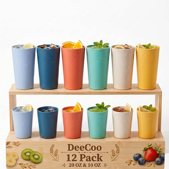 DeeCoo® 12 Pack Premium Wheat Straw Cups, Alternative to Plastic Cups Sets - Image 8