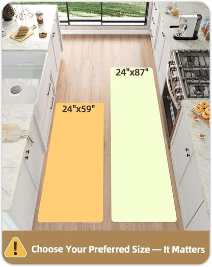 Color&Geometry Kitchen Floor Mats Anti Fatigue, Cushioned Boho Rugs,Waterproof Non Slip Kitchen Runner for Sink, Standing Mats for Office,24"x59",Beige