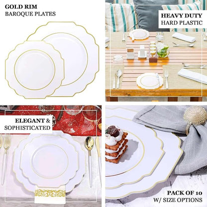 White Hard Plastic Dinner Plates, 50 Pack 11" Disposable Round Baroque Plates - Image 4