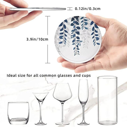 6 Pcs Blue Eucalyptus Leather Coasters - Image 8