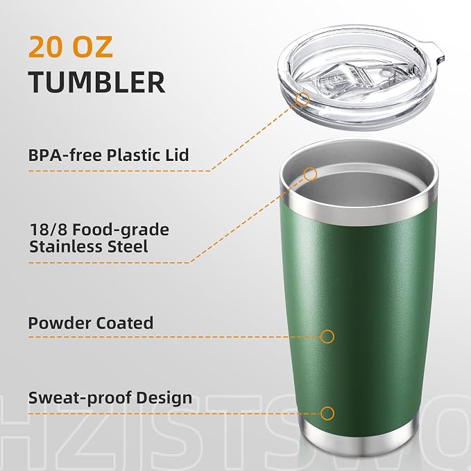 20oz Tumbler Bulk with Lid Stainless Steel Tumblers, 12 Pack | Leak Proof Lid - Image 3