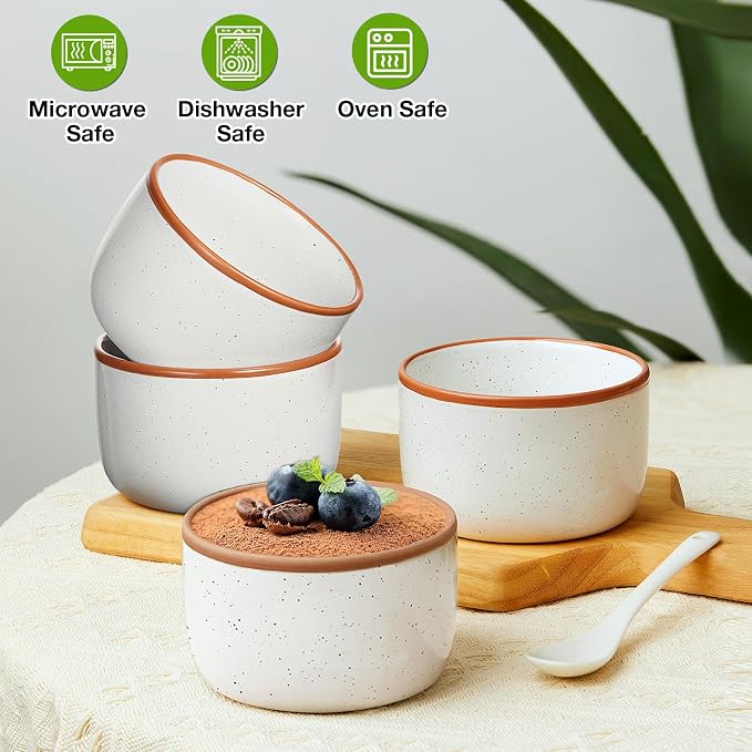 Ramekins Set of 6, 8 oz Creme Brulee Ramekins Oven Safe, Porcelain Ramekin Bowls - Image 3