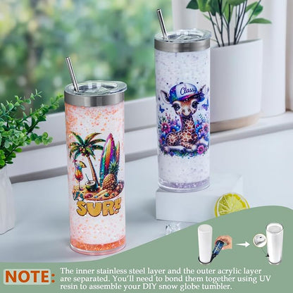 20 Oz 8 Pack Double Wall Pre Drilled Sublimation Storyboard Snow Globe Tumbler - Image 2