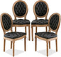 SoarFlash French Dining Chairs Set of 4, Vantage Dining Chair with Round Back, Farmhouse Country PU Leather Dining Chair for Kitchen,Bedroom,Black
