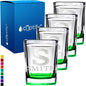 Personalized Shot Glasses Set of 4 Initial and Name 2oz Green Bottom Etched Square Shot Glass Engraved with Custom Text Birthday Gift for Men and Women