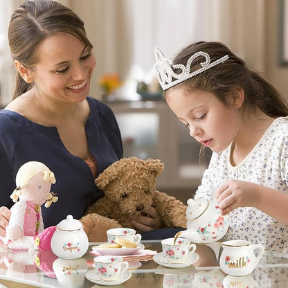 Porcelain Tea Set for Girls, Tea Party Set for Little Girls, Kids Tea Set - Image 5