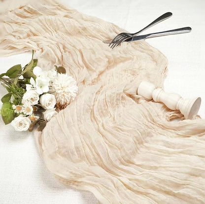 12 Pcs Beige Cheesecloth Table Runner 13ft Boho Gauze Cheesecloth Table Runner - Image 2