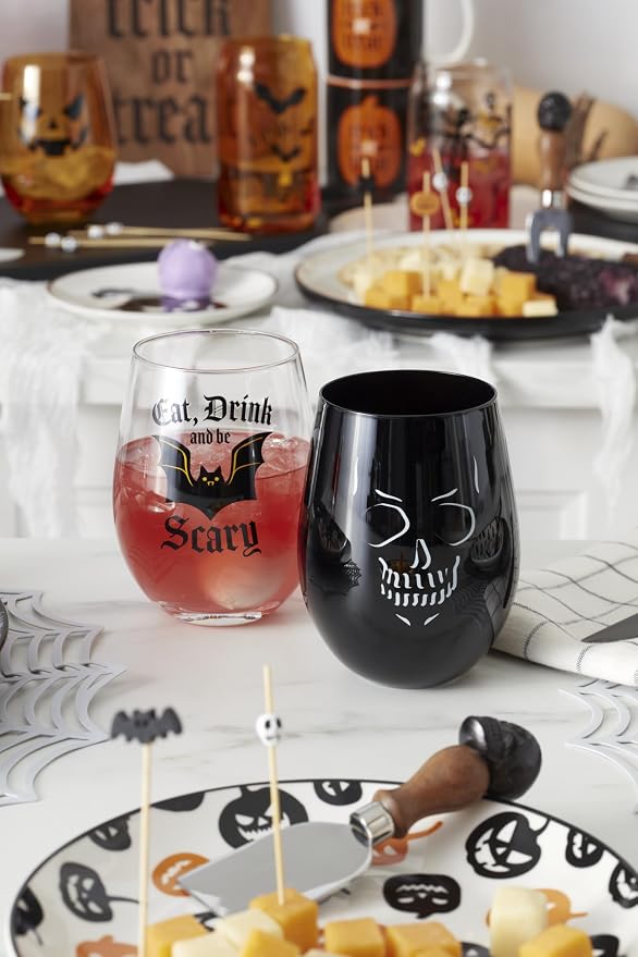 Oneida Barware, Vintro Halloween Stemless Wine Glasses, Dishwasher Safe - Image 8