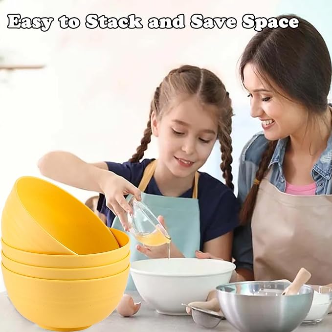Unbreakable Wheat Straw Cereal Bowls Set of 4, 24 OZ Microwave and Dishwasher - Image 6