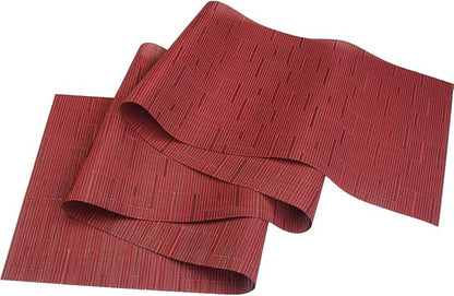 PIGCHCY Elegant Placemats with Matching Table Runner,Washable Durable Placemats Crosswoven Vinyl Table mats Sets(6pcs Placemats+1pcs Table Runner,Same Style,Burgundy Red)