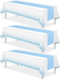 MASHAN 3Pcs White and Light Blue Tablecloth Party Decorations, Plastic White by MASHAN