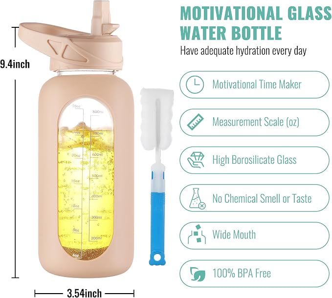CIVAGO 32 oz Glass Water Bottle - Image 2