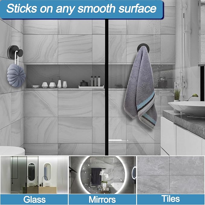 Vacuum Suction Cup Hooks for Shower, Shower Hooks for Inside Shower Glass Window - Image 3