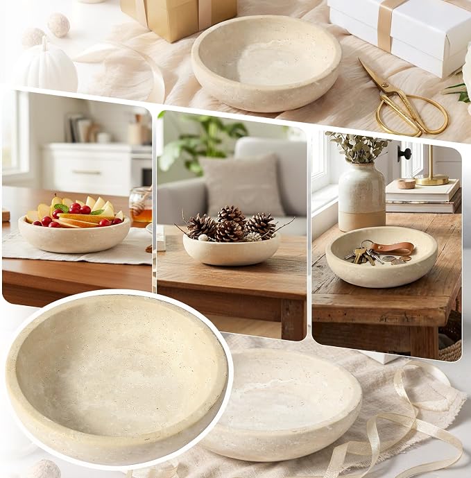 Travertine Marble Bowl & Decorative Bowl, 7.8" Modern Home Decor Key Bowl - Image 6