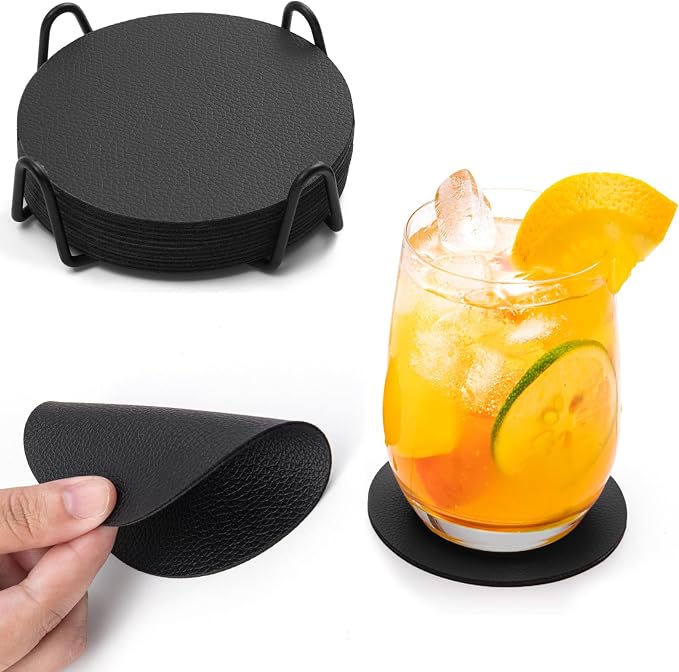 Faux Leather Drink Coasters by Chitomars