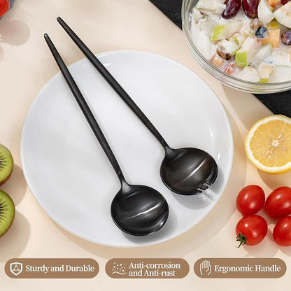 O.C.E. Salad Servers, Stainless Steel Spoon and Fork Sets, Salad Utensils - Image 5
