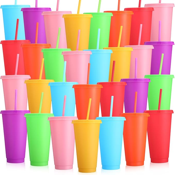 Honeydak 30 Pack Tumbler with Straw and Lid Bulk Cups by Honeydak