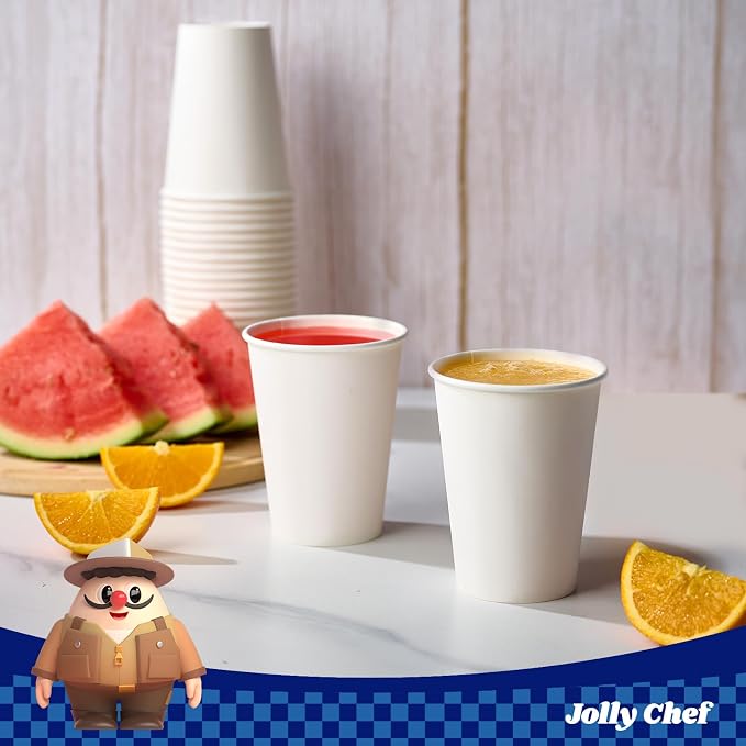 JOLLY CHEF 200 Count 12 oz Coffee Cups, Leak-Proof White Paper Cups - Image 5