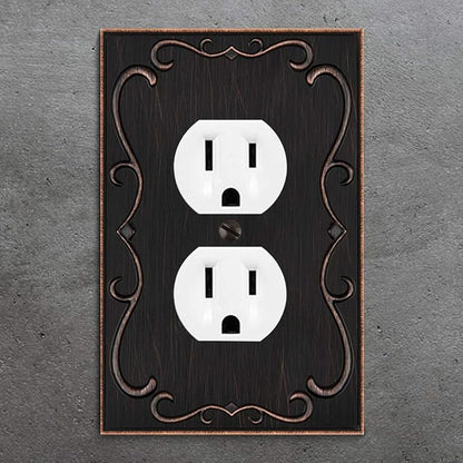 French Cabriole Decorative Wall Plate Switch Plate Outlet Cover (Single Duplex, 2 Pack, Aged Bronze)
