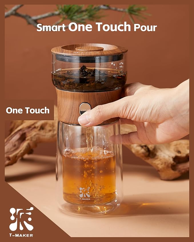 ZENS Glass Infuser Teapot, One Touch Tea Maker - Image 2