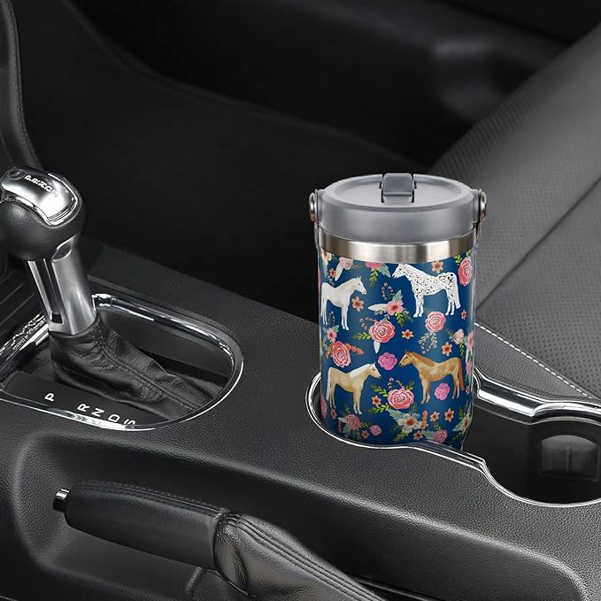 30 oz Horse Tumbler with Handle and Flip Straw, Vacuum Insulated Water Bottle - Image 6