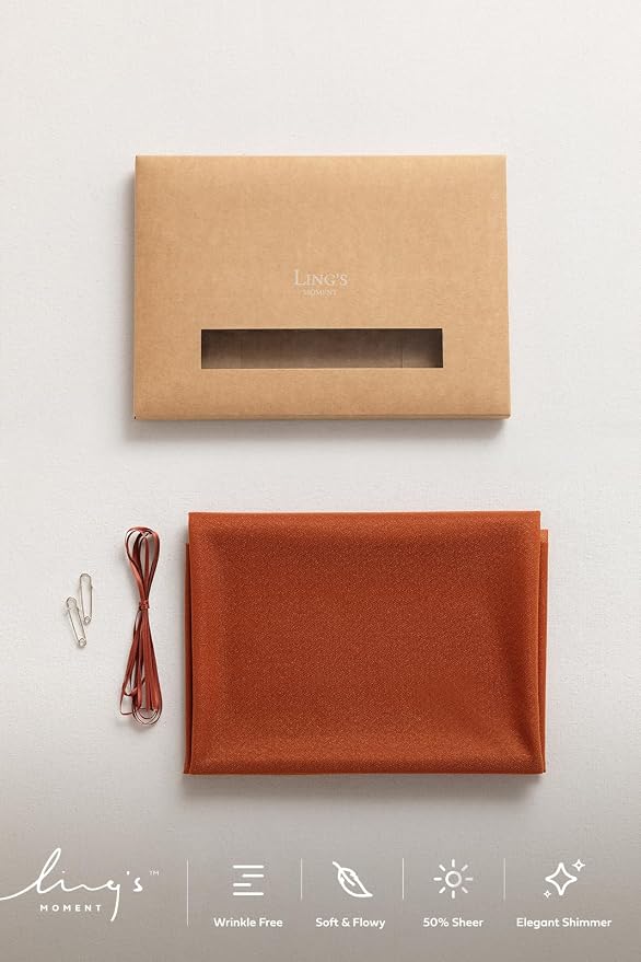 Ling's Moment 10Ft Burnt Orange Sheer Chiffon Table Runner | Terracotta - Image 8