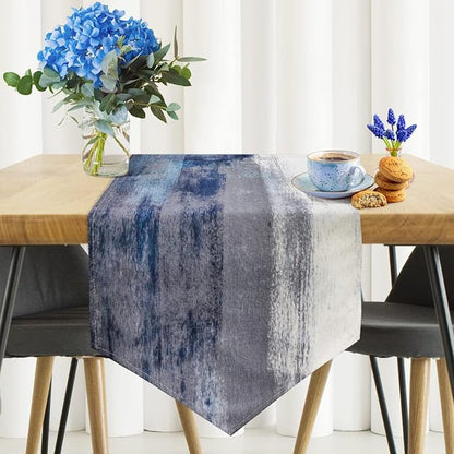 Blue and Grey Table Runner 13x72 Inch Modern Abstract Art Painting Kitchen - Image 2