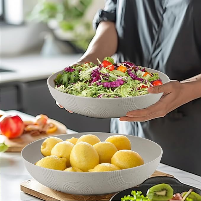 2 Pack Salad Bowls, 10inch 65oz Large Salad Bowl Set, Plastic Bowl - Image 7