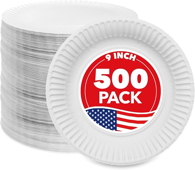 Stock Your Home 9-Inch Paper Plates Uncoated, Everyday Disposable Plates 9" by StockYourHome