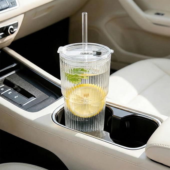 Haundry 20oz Ribbed Glass Cups - Image 7