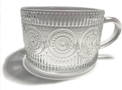 Vintage Embossed Sunflower Retro Glass Coffee Mug Cup 14 ounce Stackable - Image 6