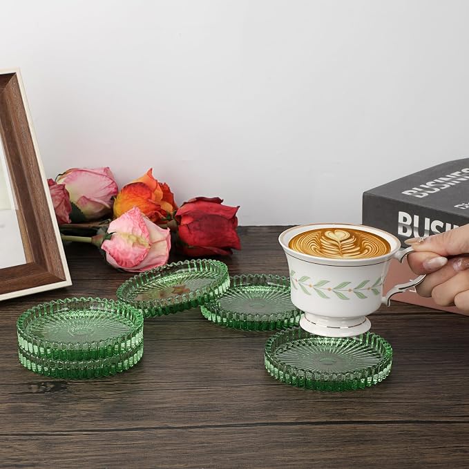 Modern Clear Coaster Set of 8- Glass Coasters - Image 2