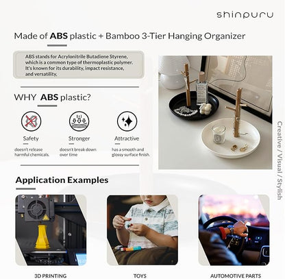 Shinpuru Key Tray & Key Bowl, Jewelry Tray with Wood 3-Tier Hanging Organizer - Multi-Functional Entryway Tray, Perfect for Bowl, Valet, Ring Holder, Jewelry Dish Organize (Black Round)