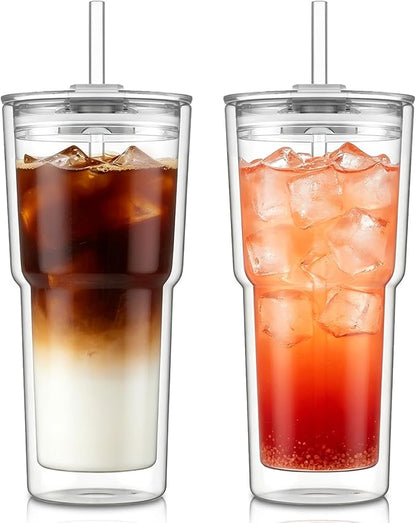 KEMORELA 2PCS 20oz Double Wall Glass Tumblers by KEMORELA