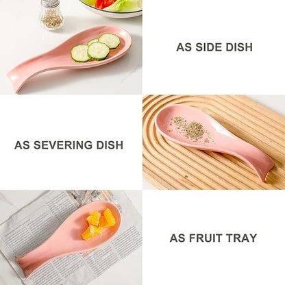 Ceramic Spoon Rest for Stove Top,Large 8.7 Inch Spoon Holder for Kitchen Counter,Porcelain Utensil Rest for Thankgiving and Mother's Day Gift,Dishwasher Safe and Heat-Resistant,Pink(1 PC)