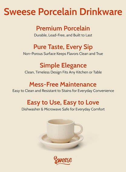Sweese Porcelain Espresso Cups Set, 2.5 oz, Stackable - Image 7