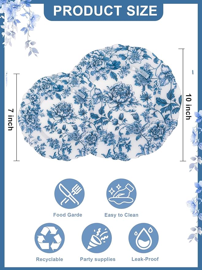 20PCS Blue Plastic Plates - Image 2